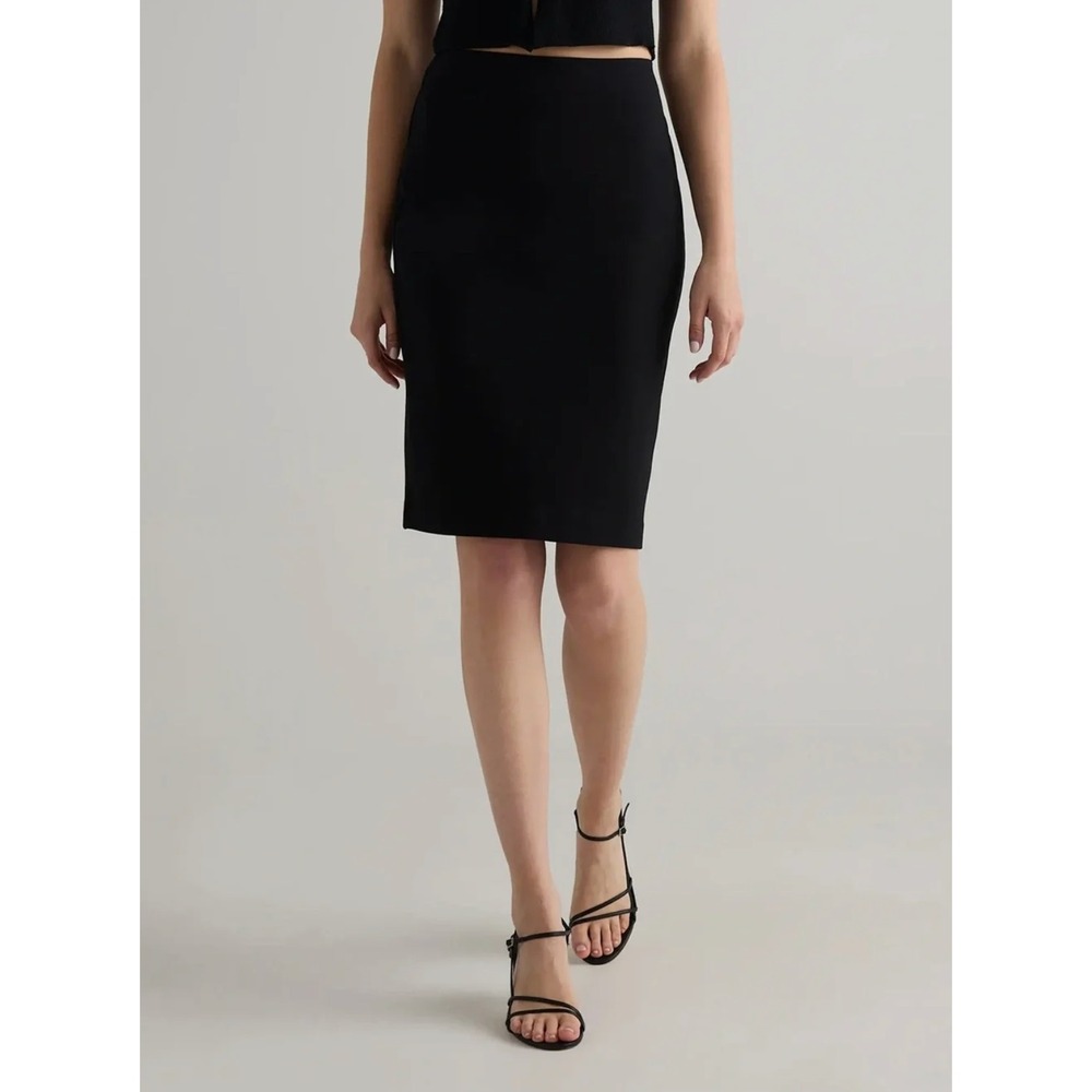 NEW Quince Womens Ultra-Stretch Ponte Pencil Skirt Size S Black Office